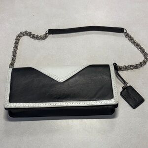 Elegant Black and White Clutch with Chain Strap